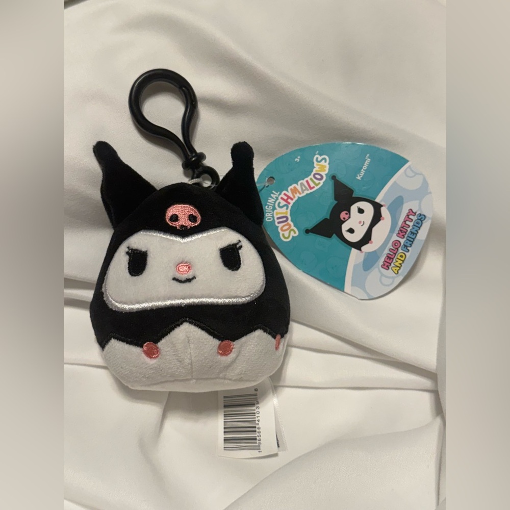 Squishmallows x Hello Kitty Collaboration Sanrio Kuromi Plush Keychain - NWT
